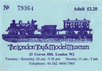 Ticket for The London Toy and Model Museum