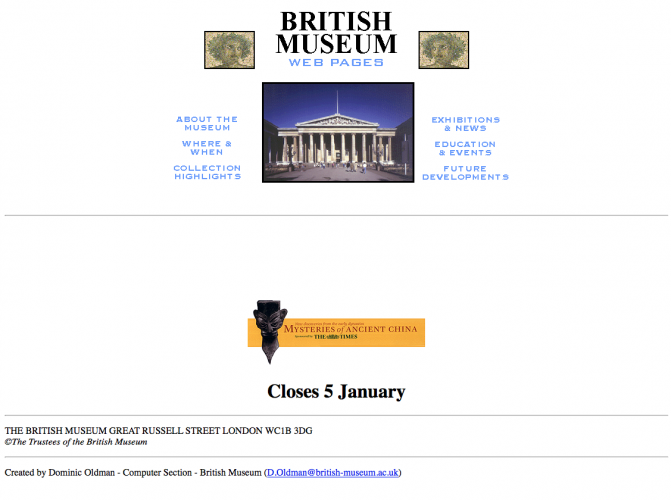 British Museum home page in 1998