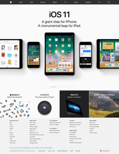 Apple Home Page in 2017